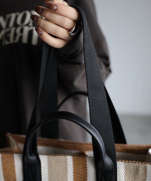 A4ダブルハンドルストライプトートバッグ 12-1074